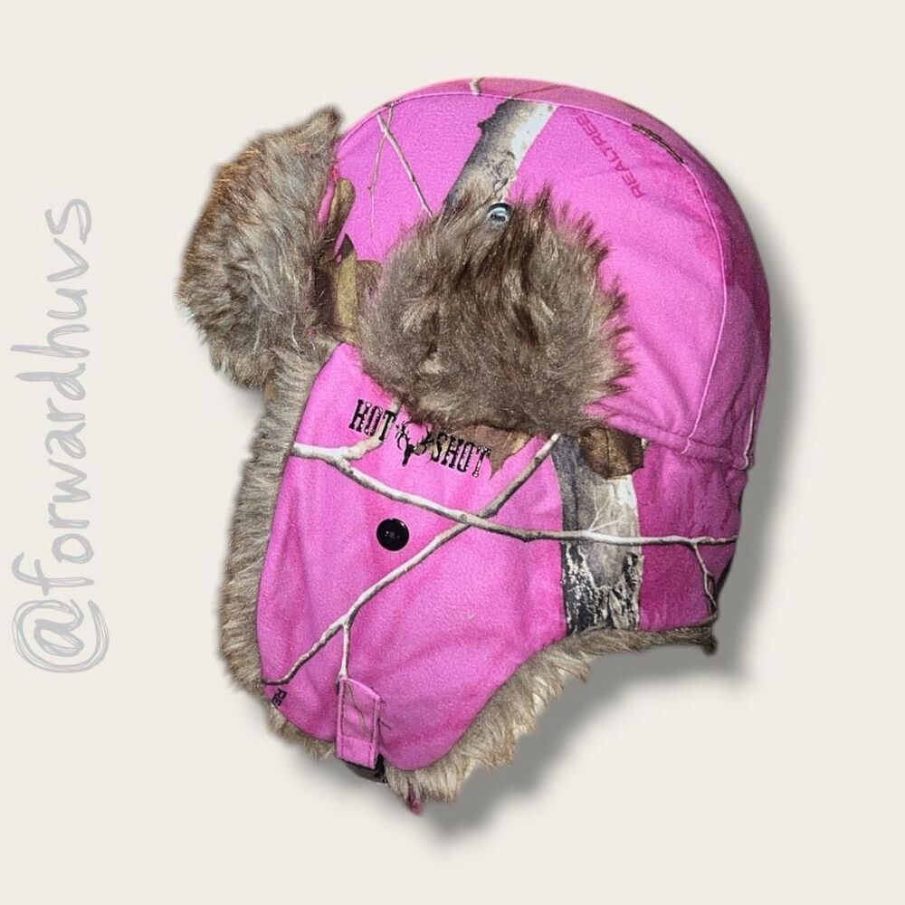Realtree Women’s Pink Camo Trapper Hat – Medium – 80g 3M Thinsulate